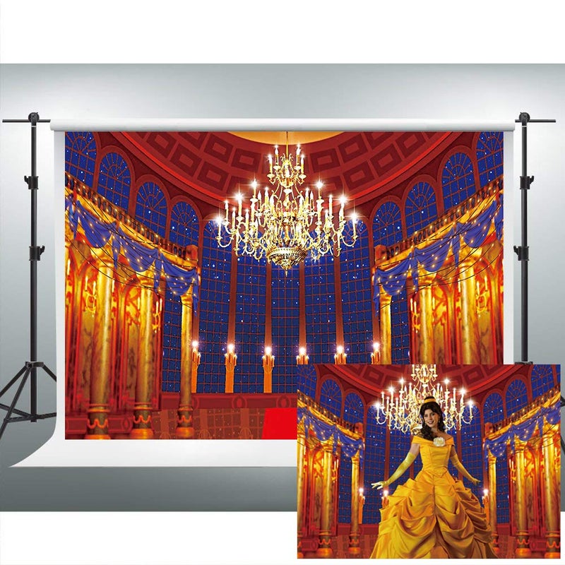 VIDMOT Ballroom Backdrop for Photography Beast's Palace Background for Girl Princess Belle Party 7x5ft Magnificent Castle Background Christmas Decor Photo Backdrops Photo Booth Studio Props ZYVV0673 - Image 1